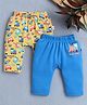 BUMZEE Cotton Pack Of 2 Vehicles Printed Diaper Leggings - Royal Blue & Yellow