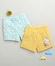 BUMZEE Cotton Pack Of 2 Floral & Baby Bunny Printed Shorts - Sky Blue & Yellow