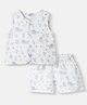 Nauti Nati Cotton Woven Knit Sleeveless Sea Life Printed Coordinating Shirt & Shorts Set - White