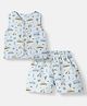 Nauti Nati Cotton Woven Knit Sleeveless Vehicles Printed Coordinating Shirt & Shorts Set - Blue