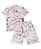 CAVIO Cotton Woven Half Sleeves Graffiti Style Printed Coordinating Shirt & Shorts Set - Orange
