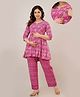 CeleBravo Rayon Three Fourth Sleeves Paisleys Printed Maternity Kurta With Nursing Access & Pant Set - Pink