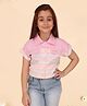Cutecumber Half Sleeves Striped Shirt Style Top - Pink