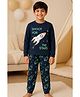 Unicorns Cotton Woven Full Sleeves Space Theme Printed Coordinating Night Suit Set - Navy Blue