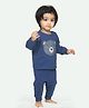Ariel Pure Cotton Full Sleeves Teddy Bear Printed Tee With Coordinating Pajama Set - Navy Blue