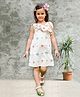 Tiny Twills Cotton Sleeveless Floral Embroidered Dress - White