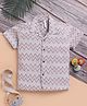 TOONYPORT Cotton Half Sleeves Chevron Printed Shirt - Cream