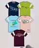 3PIN Cotton Single Jersey Pack Of 5 Half Sleeves Typography Printed Tees - Multi Colour