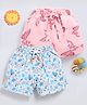 Biskid Sinker Pack Of 2 Floral & Butterfly Printed Shorts - White Blue & Peach