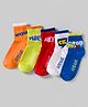 Pine Kids Cotton Knit Ankle Length Socks With Text Design Pack Of 5 ( Colour May Vary )