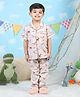 Polka Tots Cotton Woven Half Sleeves Animals Printed Coordinating Night Suit Set - Brown