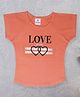 Lei-Chie Cotton Half Sleeves Love Text Printed Tee - Peach