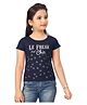 Lei-Chie Cotton Half Sleeves Polka Dots Foil Printed Tee - Navy Blue