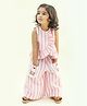 Tiber Taber 100% Cotton Sleeveless Striped Top & Coordinating Culottes Set - Pink
