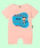 The Peppy Tend 100% Cotton Family Theme Half Sleeves Mamus Mini Partner In Mischief Text Printed Romper - Peach
