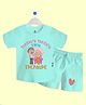The Peppy Tend 100% Cotton Family Theme Half Sleeves Dadu Dadis Little Treasure Text Printed Tee & Shorts Set - Sea Green