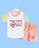 The Peppy Tend 100% Cotton Family Theme Half Sleeves Nanu Nanis Little Gem Text Printed Coordinating Tee & Shorts Set - Multi Colour