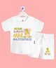 The Peppy Tend 100% Cotton Family Theme Half Sleeves Mom Dads Mini Masterpiece Text Printed Coordinating Tee & Shorts Set - White