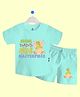 The Peppy Tend 100% Cotton Family Theme Half Sleeves Mom Dads Mini Masterpiece Text Printed Coordinating Tee & Shorts Set - Sea Green