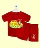 The Peppy Tend 100% Cotton Family Theme Half Sleeves Buas Little Rockstar Text Printed Coordinating Tee & Shorts Set - Red