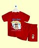 The Peppy Tend 100% Cotton Mundan Theme Half Sleeves Hair Gone Swag On Text Printed Coordinating Tee & Shorts Set - Red