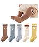 Bembika Soft Stretchy Cotton Pack Of 5 Animals Designed & Striped Socks - Multi Colour