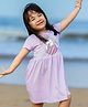Nap Chief Pure Cotton Half Sleeves Unicorn & Heart Printed Dress - Lavender
