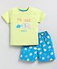 Snuggly MONKEY Single Jersey Half Sleeves My Little Friend Text Printed  Tee & Shorts Set - Mint