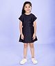 Kiddopanti Kimono Sleeves Self Design Dress - Black