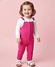 Babyoye 100% Cotton Knit Eco Jiva Finish Full Sleeves Romper with Polka Dot & Bow Applique - Dark Pink & White