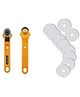 MOMISY 45mm Rotary Cutter for Fabric, Included Extra 10 Pack 45mm Replacement Blades, Ergonomic Tool for Quilting Sewing Arts Crafts-Yellow