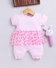 Wonderchild Half Sleeves Hearts Printed Romper - Pink