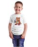 BRATMA Cotton Half Sleeves Teddy Bear Printed Tee - White