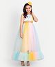 Tilism Net Sleeveless Sequins Embellished Colour Blocked Tiered Gown - Multi Colour
