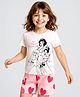 HoneyHap Disney Single Jersey Knit Half Sleeves Shorts Night Suit with Disney Princess Graphics - Pink & White