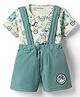Little Darlings Single Jersey Knit Half Sleeves T-Shirt & Shorts Set With Bicycle Print - Green