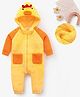 Mark & Mia Full Raglan Sleeves Winter Wear Hooded Onesie With Duck Applique - Yellow