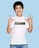 NUSYL Cotton Blend Half Sleeves Roar Text Printed Tee - White