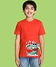 NUSYL Cotton Blend Half Sleeves Fun In The Sun Text Printed Tee - Red