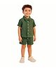 Kidbea 100% Linen Half Sleeves Bow Applique Detailed Shirt & Shorts Set - Green