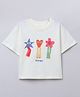Taffykids 100% Cotton Half Sleeves Floral & Hearts Printed Tee - White & Multi Colour