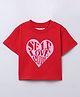 Taffykids 100% Cotton Half Sleeves Self Love Club Text Printed Crop Tee - Red & Pink