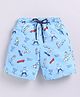 Kidcity Cotton Loopknit Skateboard Printed Shorts - Sky Blue
