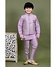 BT DEZINES Cotton Silk Full Sleeves Solid Kurta Pyjama With Threadwork Embroidered Sequins Embellished Jacket Set - Lilac