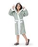 Rangoli 100% Cotton Terry Full Sleeves Solid With Attached Belt Ultra Soft Bath Robe - Grey