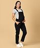 The Mom Store Denim Sleeveless Solid Maternity Dungaree - Black