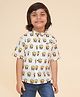 LIL PITAARA Pure Cotton Half Sleeves Moustache Printed Shirt - White