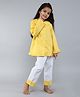 Little Clothing Cotton Woven Full Sleeves Polka Dots Printed Coordinating Shirt Style Top & Pajama Set - Yellow