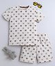 BABY NATION Cotton Half Sleeves Teddy Bear Printed Coordinating Tee & Shorts Set - Brown