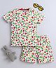 BABY NATION Cotton Half Sleeves Strawberries Printed Tee With Coordinating Shorts Set - Orange